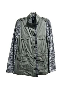 SLOOSH  Khaki Lightweight Safari Jacket w/ Knit Sleeves